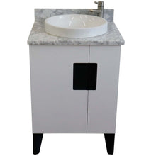 Load image into Gallery viewer, 25&quot; Single sink vanity in White finish with White Carrara marble and round sink - 408800-25-WH-WMRD