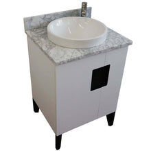 Load image into Gallery viewer, 25&quot; Single sink vanity in White finish with White Carrara marble and round sink - 408800-25-WH-WMRD