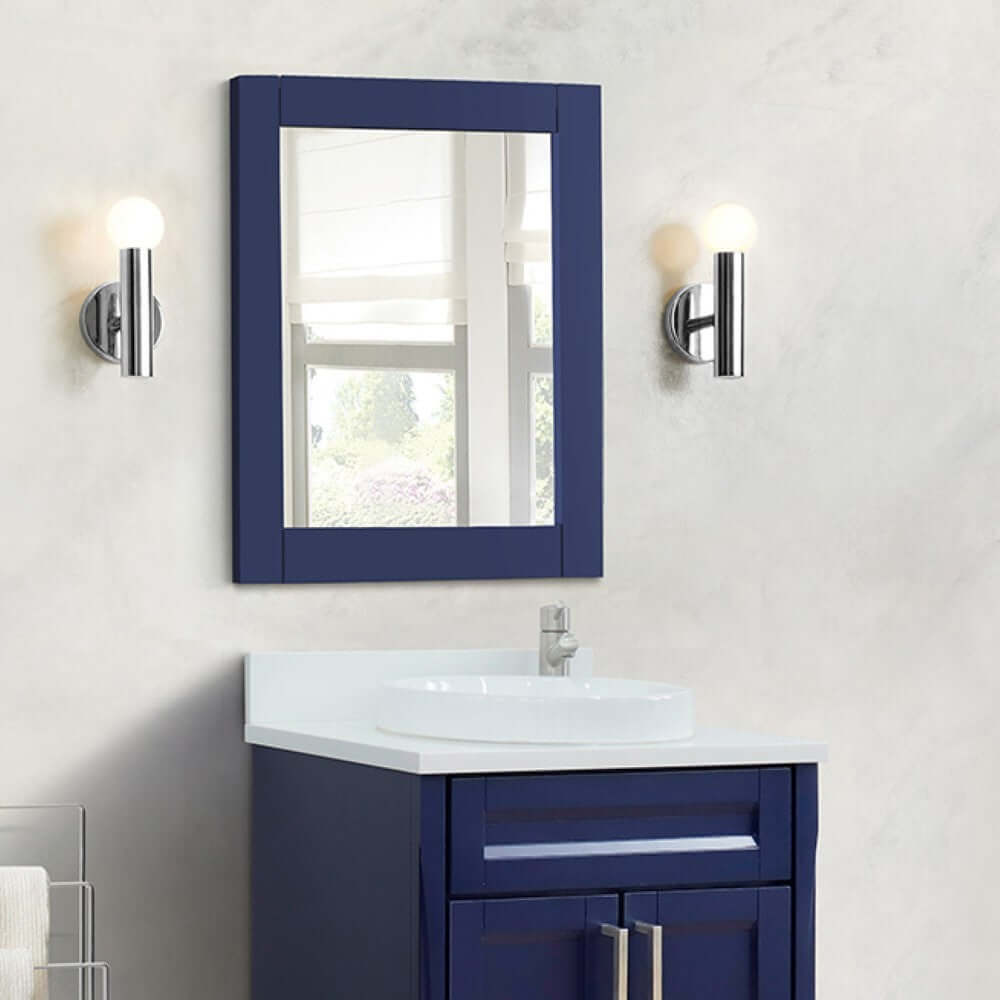 24" Wood Frame Mirror in Blue - 400700-M-24BU