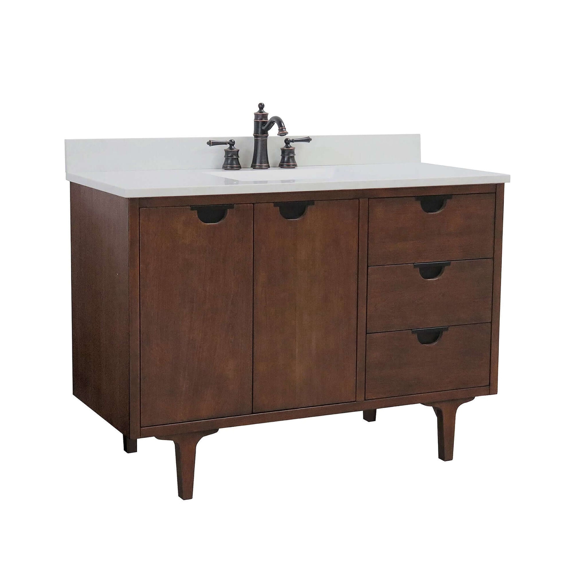 49 in. Single Sink Vanity in Dark Cherry with Engineered Quartz Top - 4922-MT1-AQ