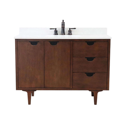 49 in. Single Sink Vanity in Dark Cherry with Engineered Quartz Top - 4922-MT1-AQ