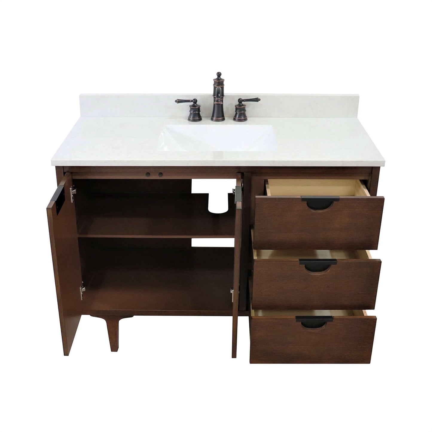 49 in. Single Sink Vanity in Dark Cherry with Engineered Quartz Top - 4922-MT1-AQ