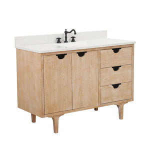 49 in. Single Sink Vanity in Weathered Neutral with Engineered Quartz Top - 4922-MT3-AQ