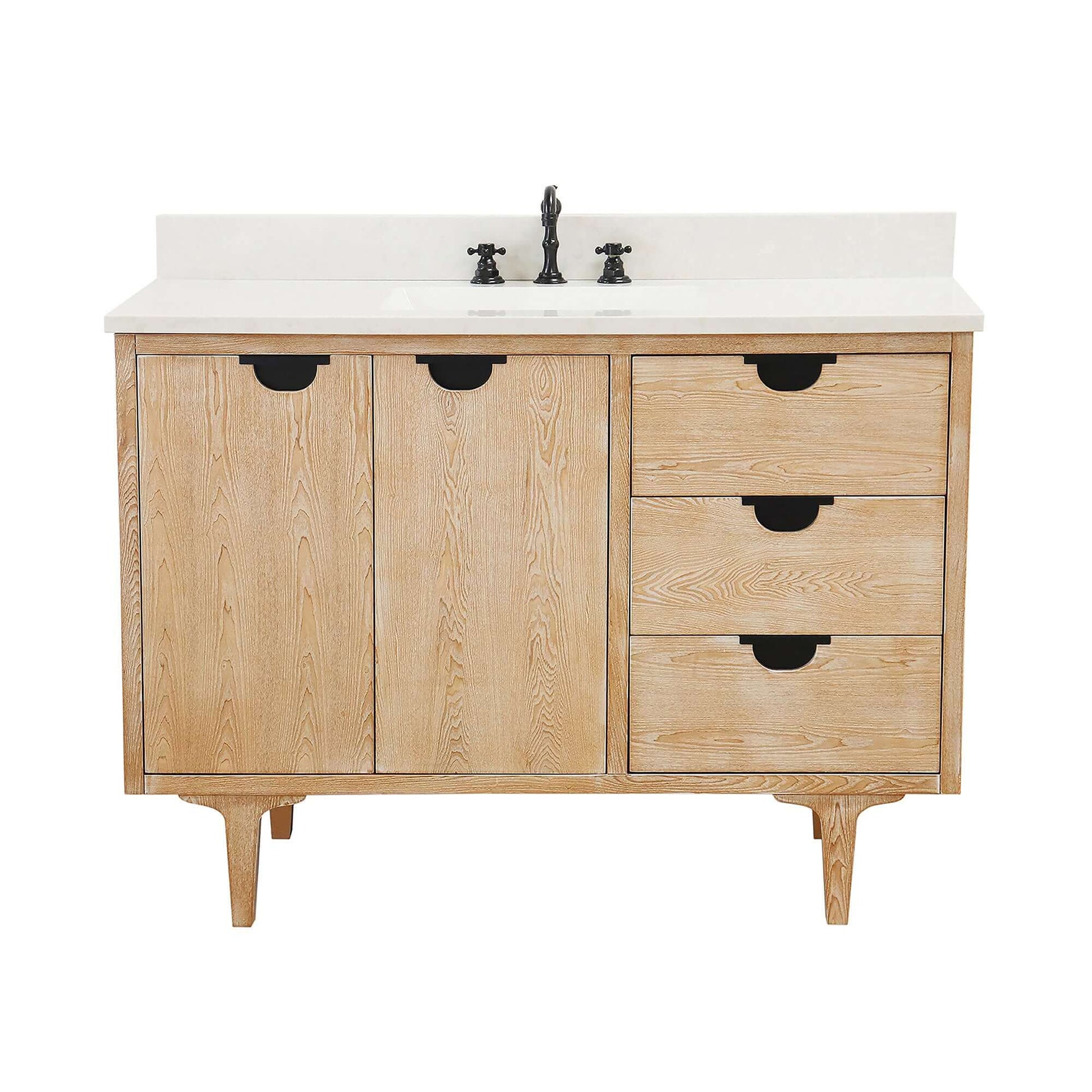 49 in. Single Sink Vanity in Weathered Neutral with Engineered Quartz Top - 4922-MT3-AQ