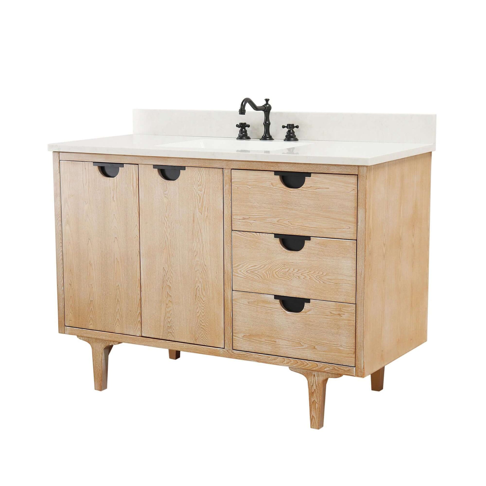 49 in. Single Sink Vanity in Weathered Neutral with Engineered Quartz Top - 4922-MT3-AQ