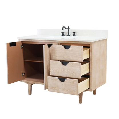 49 in. Single Sink Vanity in Weathered Neutral with Engineered Quartz Top - 4922-MT3-AQ