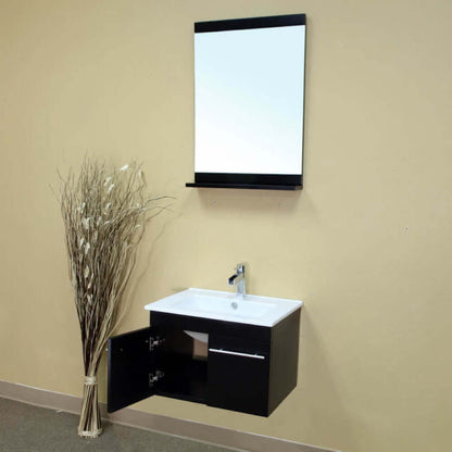 24.4 in Single wall mount style sink vanity-wood-black - 203172-S