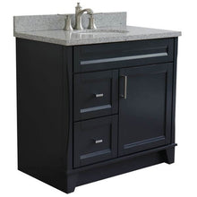 Load image into Gallery viewer, 37&quot; Single sink vanity in Dark Gray finish with Gray granite and CENTER oval sink- RIGHT drawers - 400700-37R-DG-GYOC