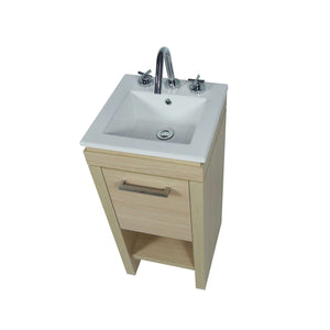 16" Single Sink Vanity In Neutral with White Ceramic Top - 500137-CO