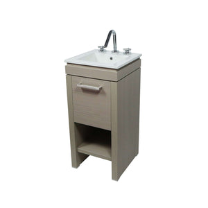 16" Single Sink Vanity In Light Gray with White Ceramic Top - 500137-EP