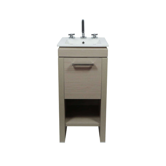 16" Single Sink Vanity In Light Gray with White Ceramic Top - 500137-EP