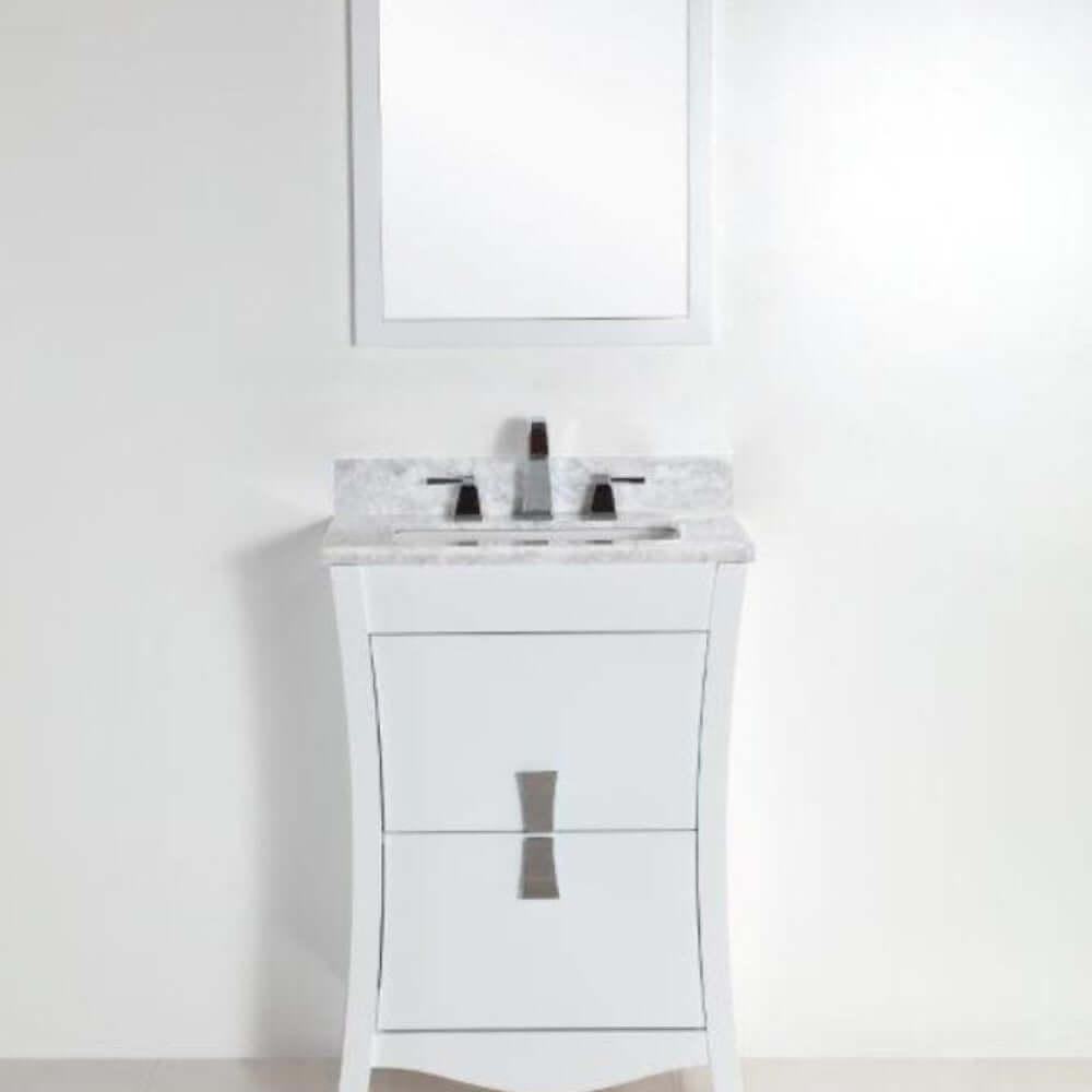 24 in. Single sink vanity with white Carrara top - 500701-24-WC