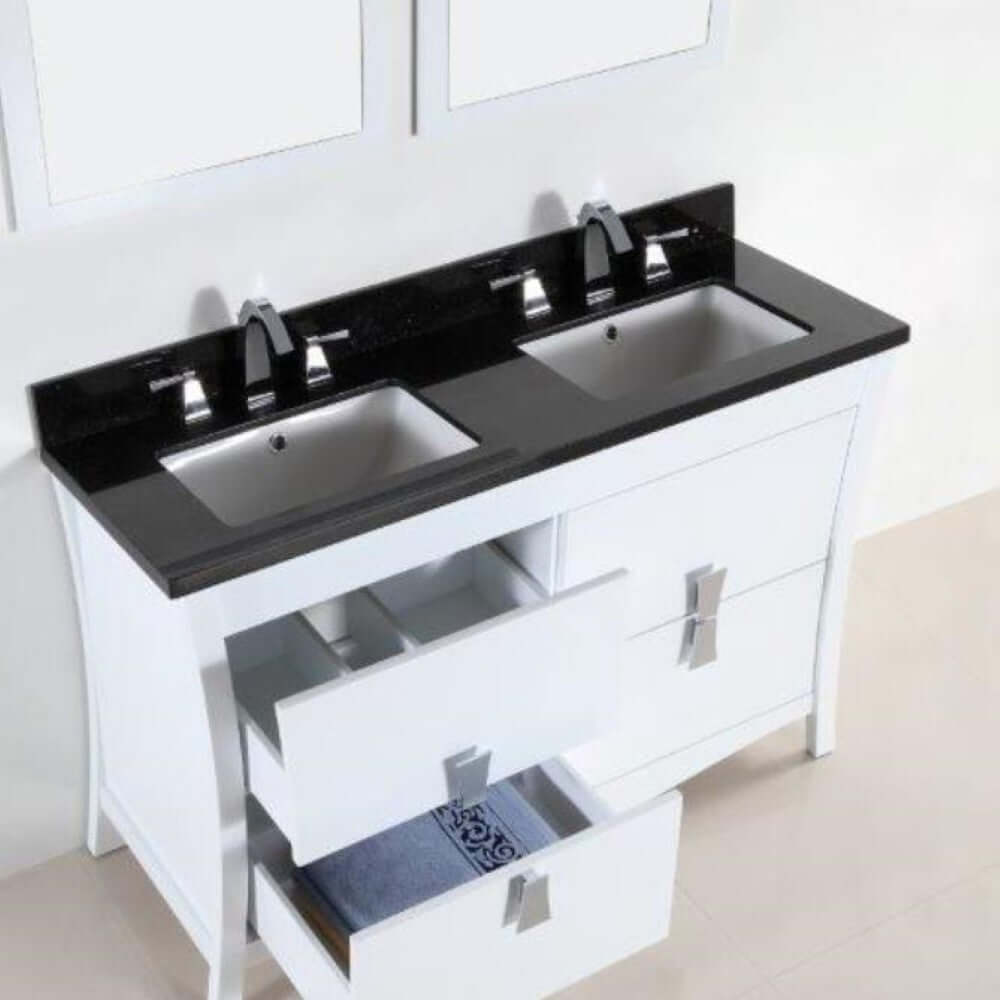 48 in. Double sink vanity with black galaxy top - 500701-48D-BG