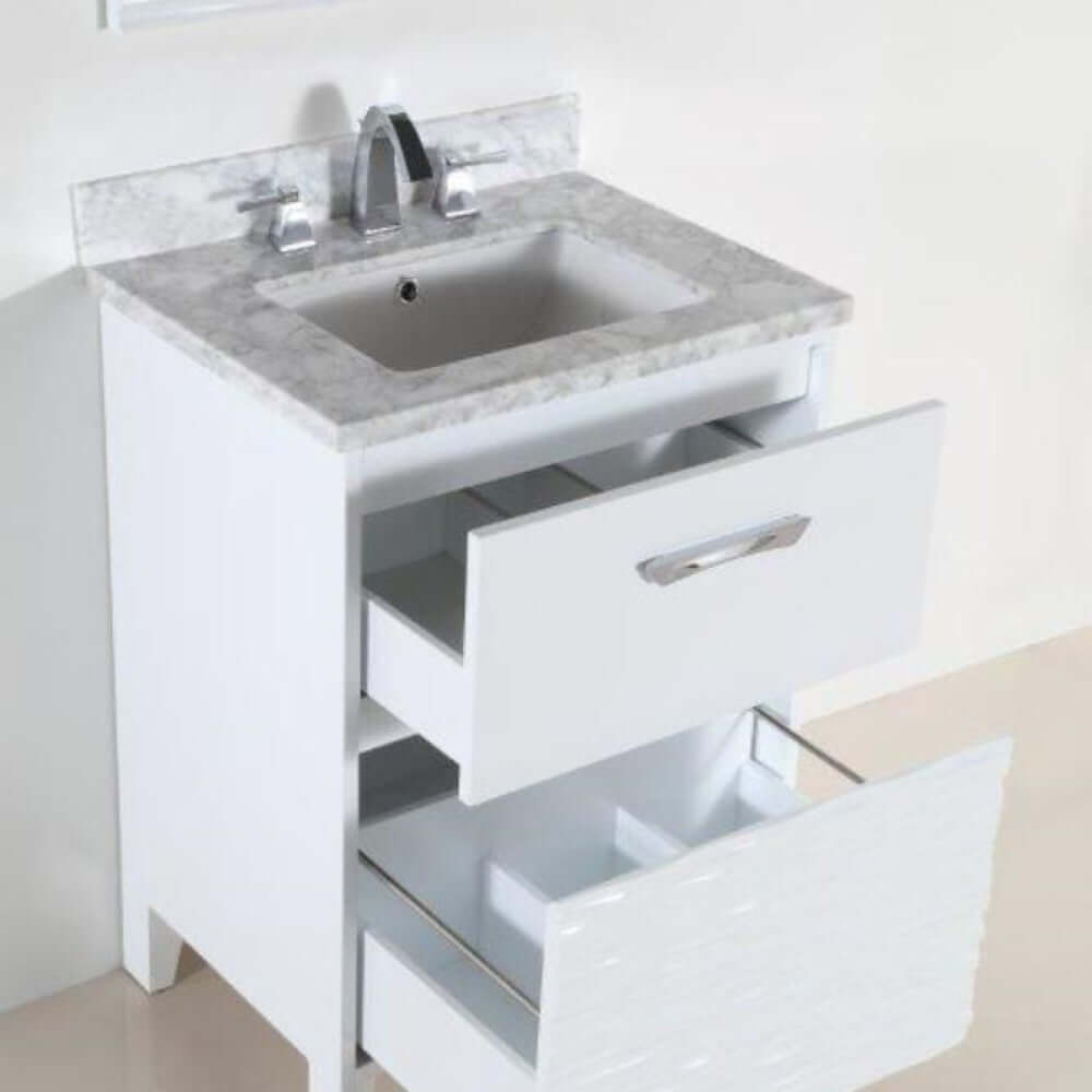 24 in. Single sink vanity with white Carrara top - 500709-24-WC