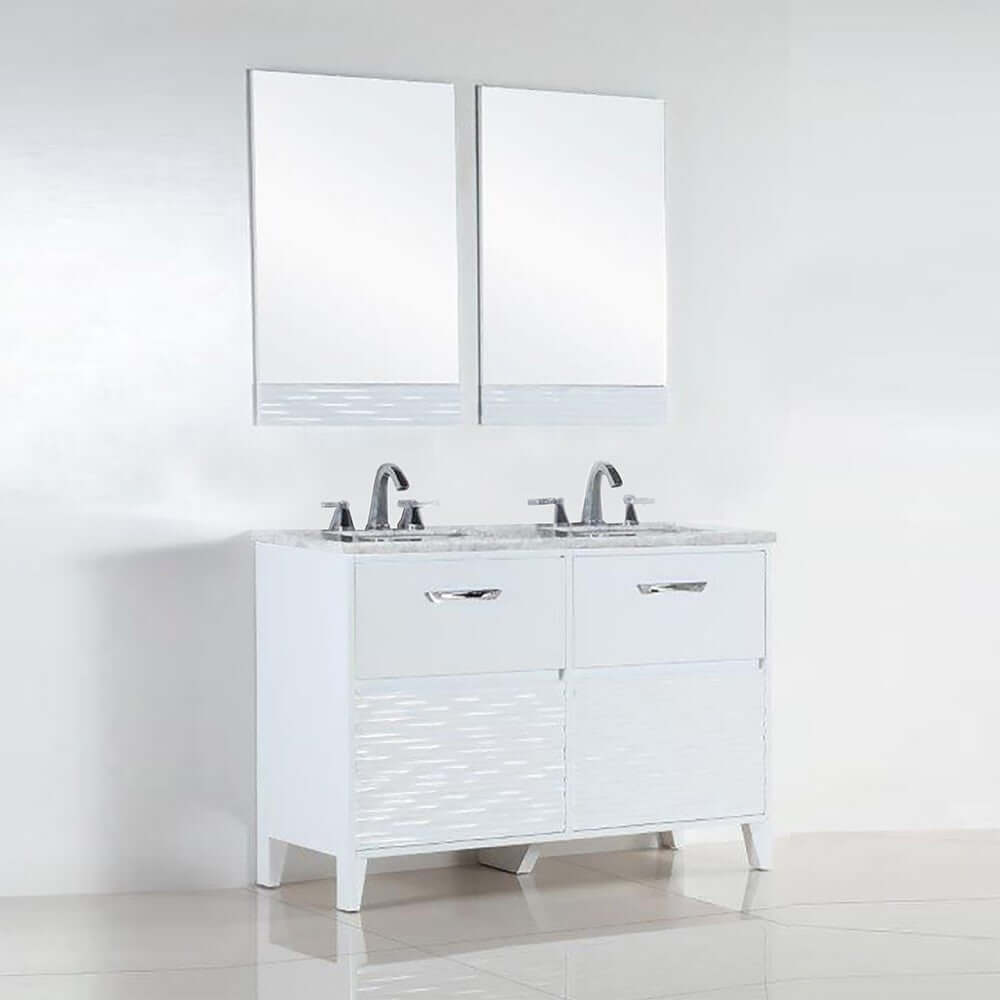 48 in. Double sink vanity with white Carrara top - 500709-48D-WC