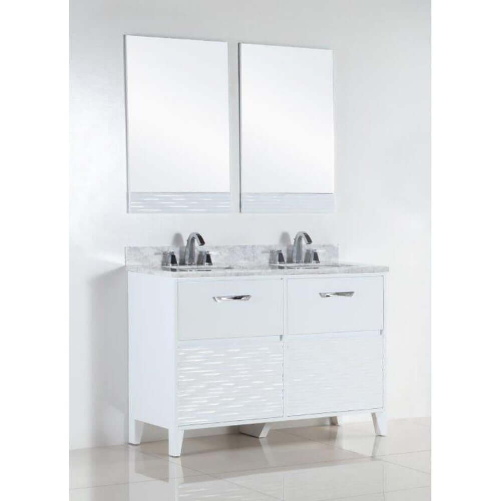 48 in. Double sink vanity with white Carrara top - 500709-48D-WC