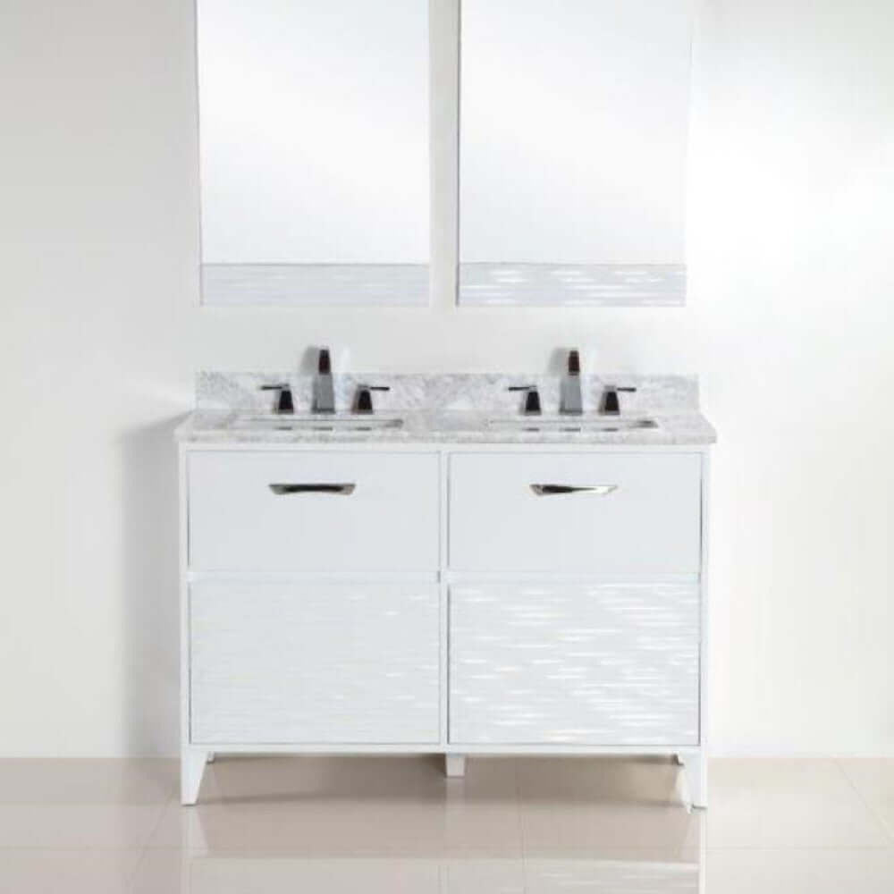 48 in. Double sink vanity with white Carrara top - 500709-48D-WC