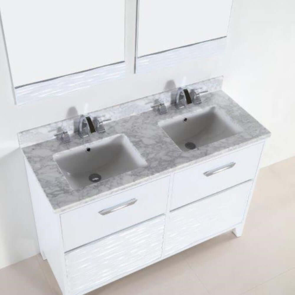 48 in. Double sink vanity with white Carrara top - 500709-48D-WC