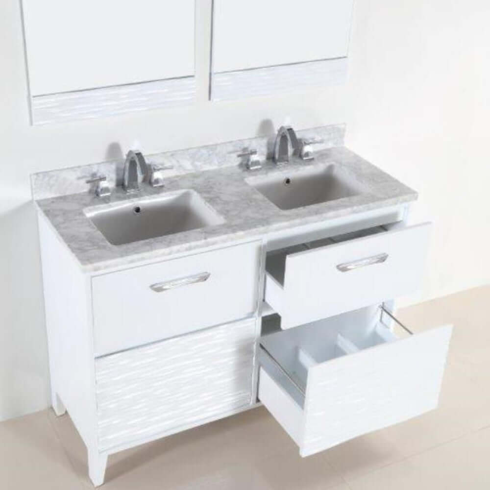 48 in. Double sink vanity with white Carrara top - 500709-48D-WC