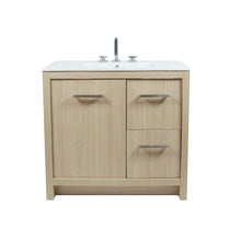 Load image into Gallery viewer, 36&quot; Single Sink Vanity In Neutral Finish with White Ceramic Top - 502001C-36-CO