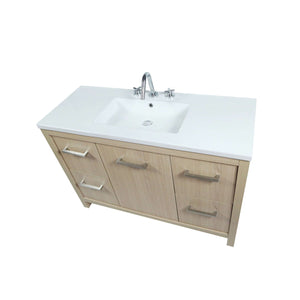 48" Single Sink Vanity In Neutral Finish with White Ceramic Top - 502001C-48S-CO