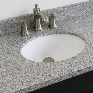 37" Single sink vanity in Dark Gray finish with Gray granite and CENTER oval sink- RIGHT drawers - 400700-37R-DG-GYOC