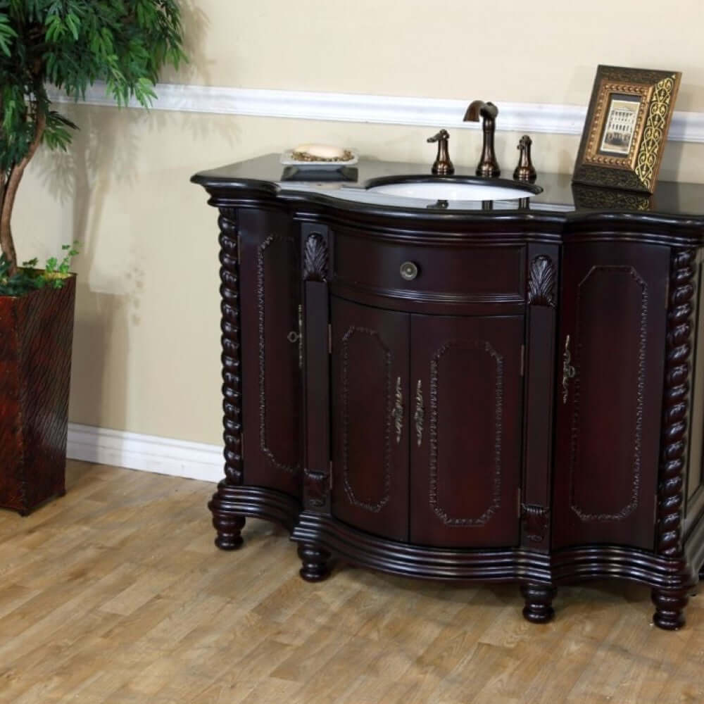 48 in Single sink vanity-wood-dark mahogany-black galaxy - 600161-DM-BG