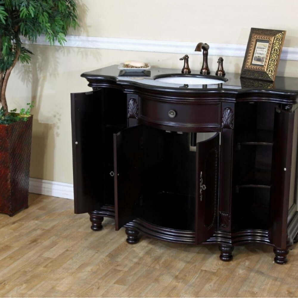 48 in Single sink vanity-wood-dark mahogany-black galaxy - 600161-DM-BG