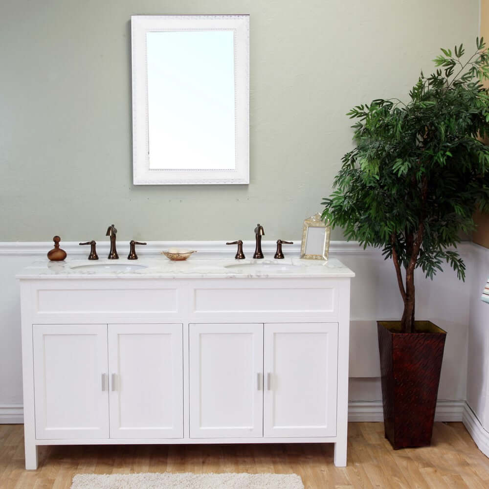 60 in Double sink vanity-wood-white - 600168-60W