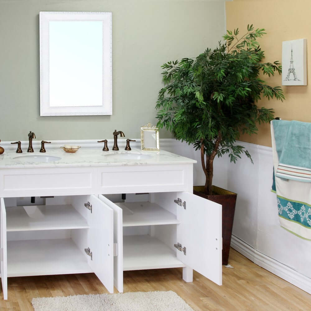 60 in Double sink vanity-wood-white - 600168-60W