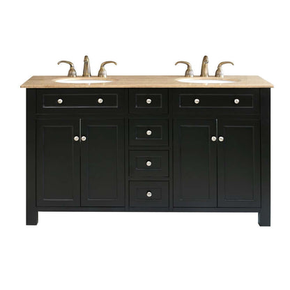 62 in Double sink vanity wood-black - 603210