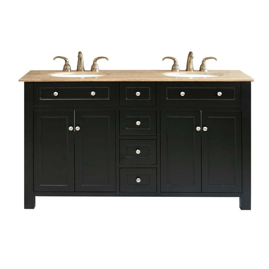 62 in Double sink vanity wood-black - 603210