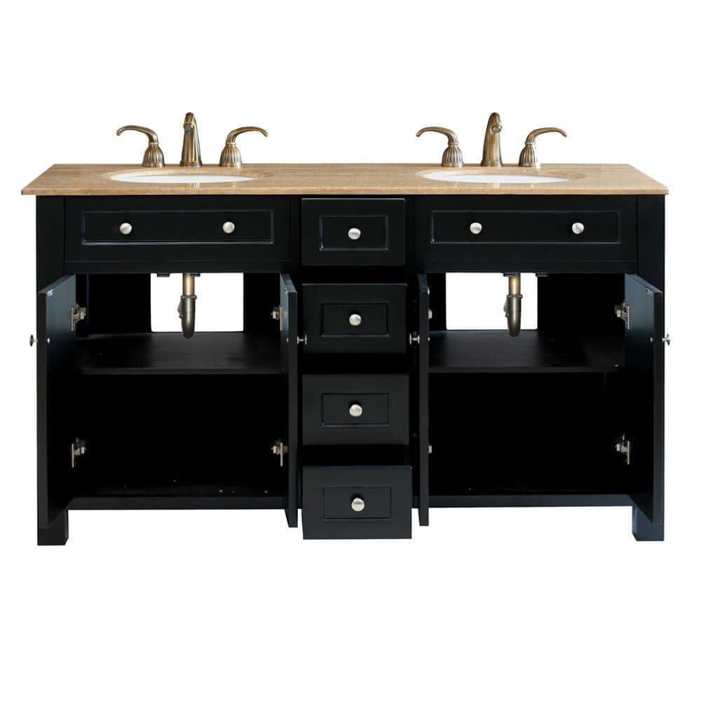 62 in Double sink vanity wood-black - 603210