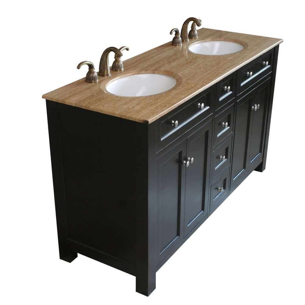 62 in Double sink vanity wood-black - 603210