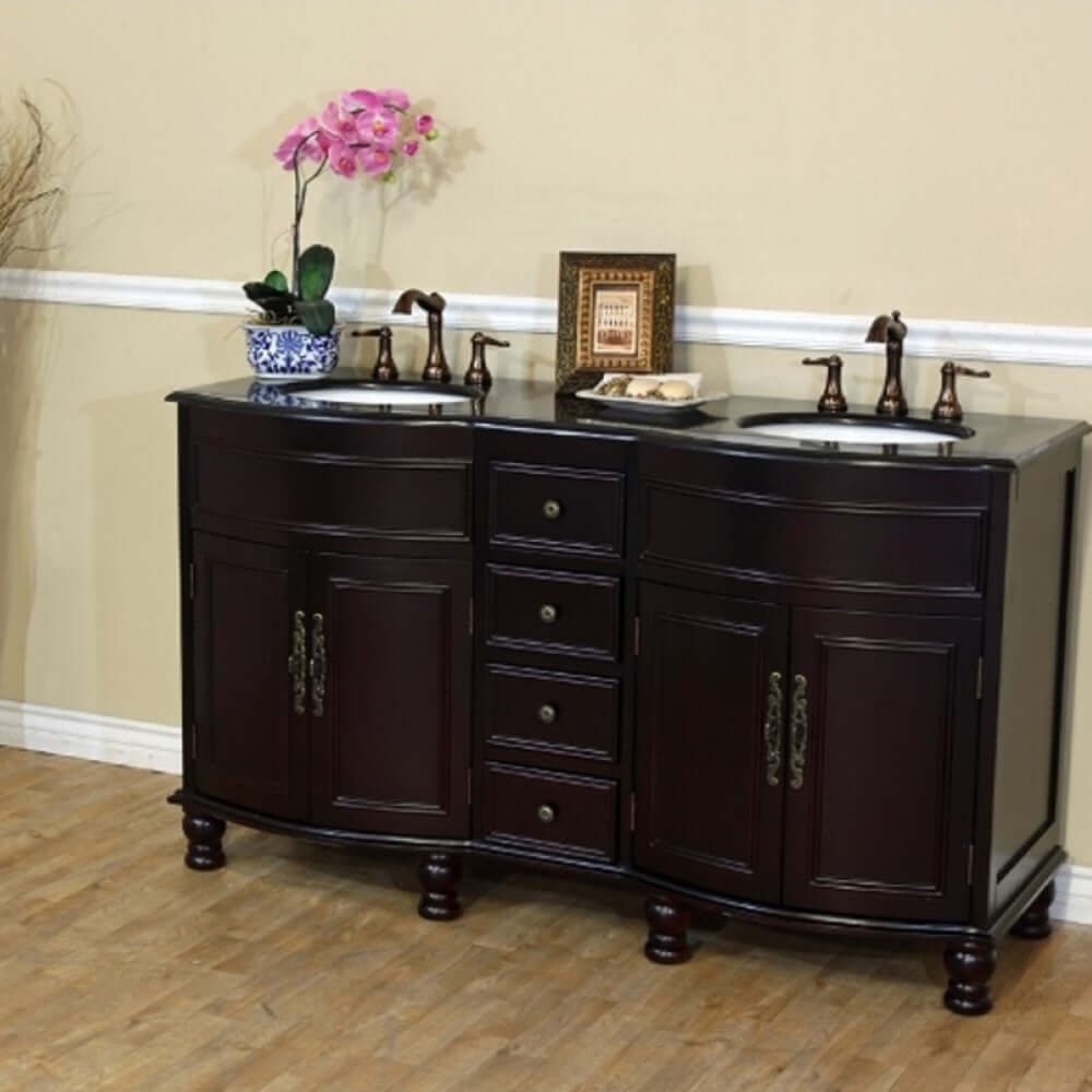 62 in Double sink vanity-dark mahogany-black galaxy - 603316-DM-BG