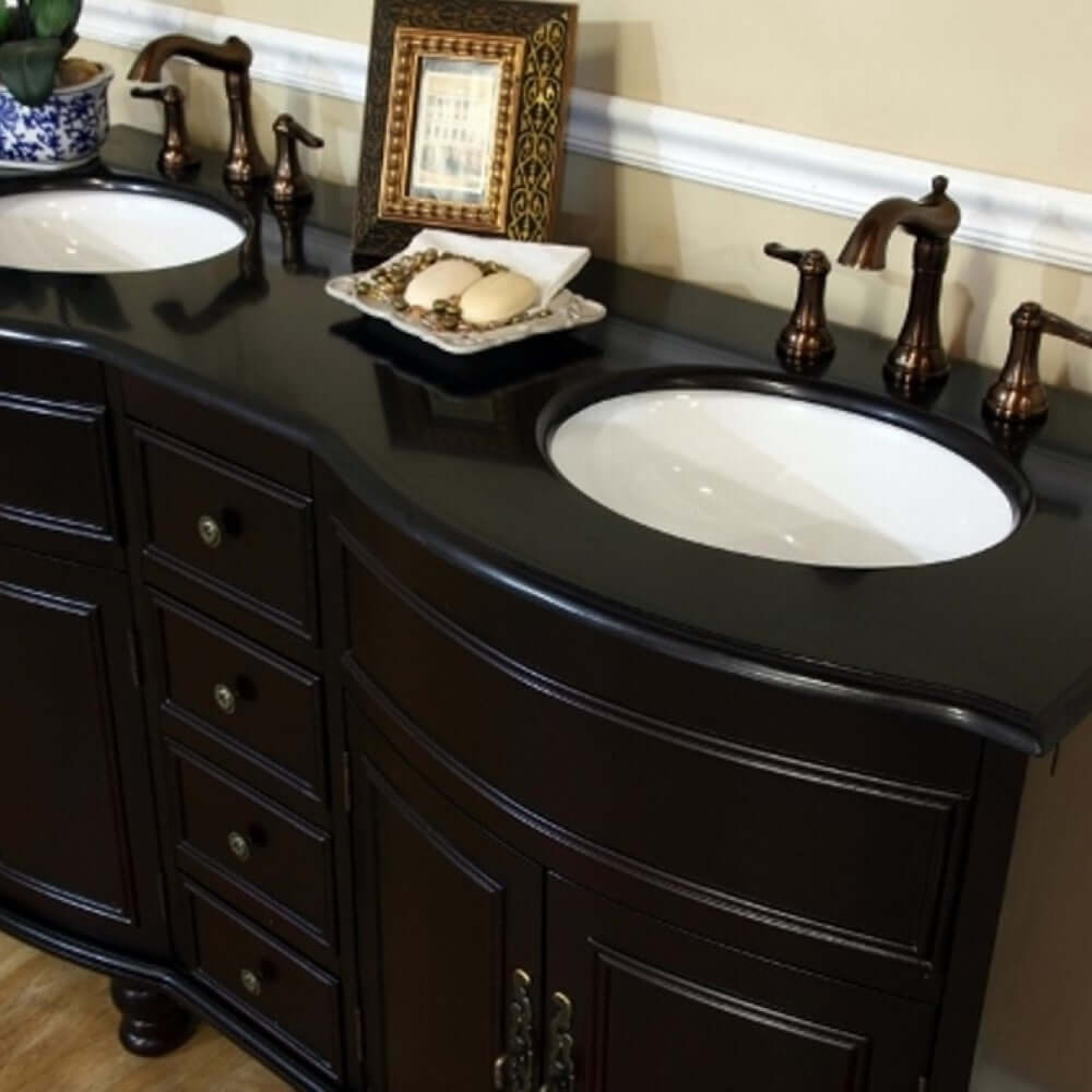 62 in Double sink vanity-dark mahogany-black galaxy - 603316-DM-BG