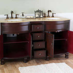 62 in Double sink vanity-wood-walnut-travertine - 603316