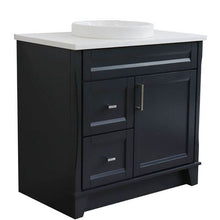 Load image into Gallery viewer, 37&quot; Single sink vanity in Dark Gray finish with White quartz and CENTER round sink- RIGHT drawers - 400700-37R-DG-WERDC