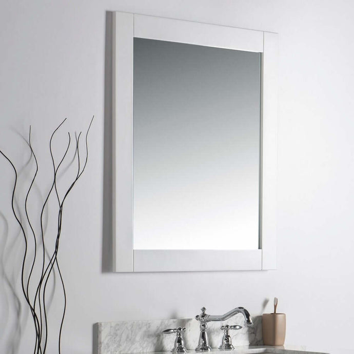 28 in. Solid wood frame mirror- White - 7700-28-M-WH