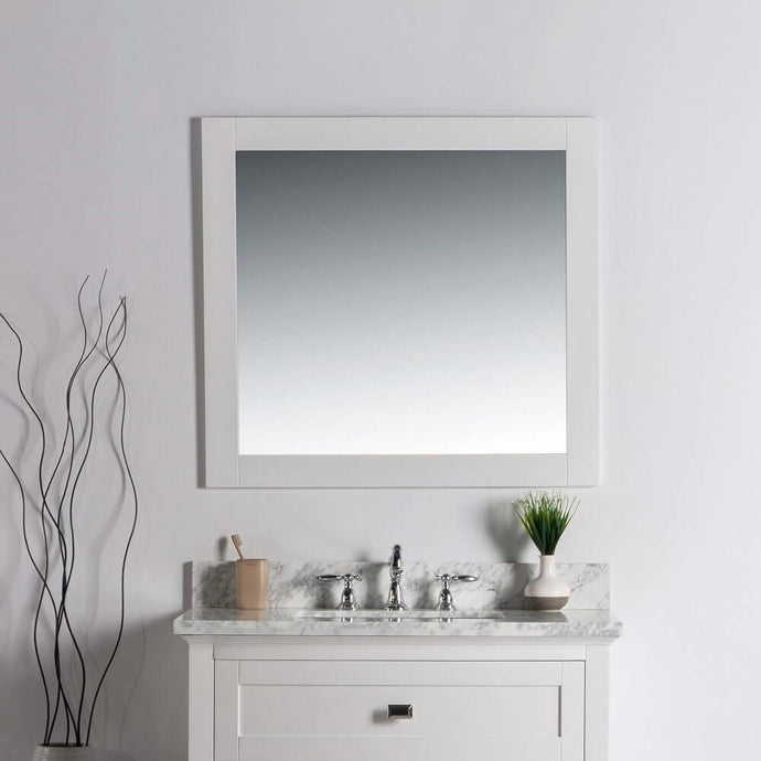 34 in. Solid wood frame mirror- White - 7700-34-M-WH