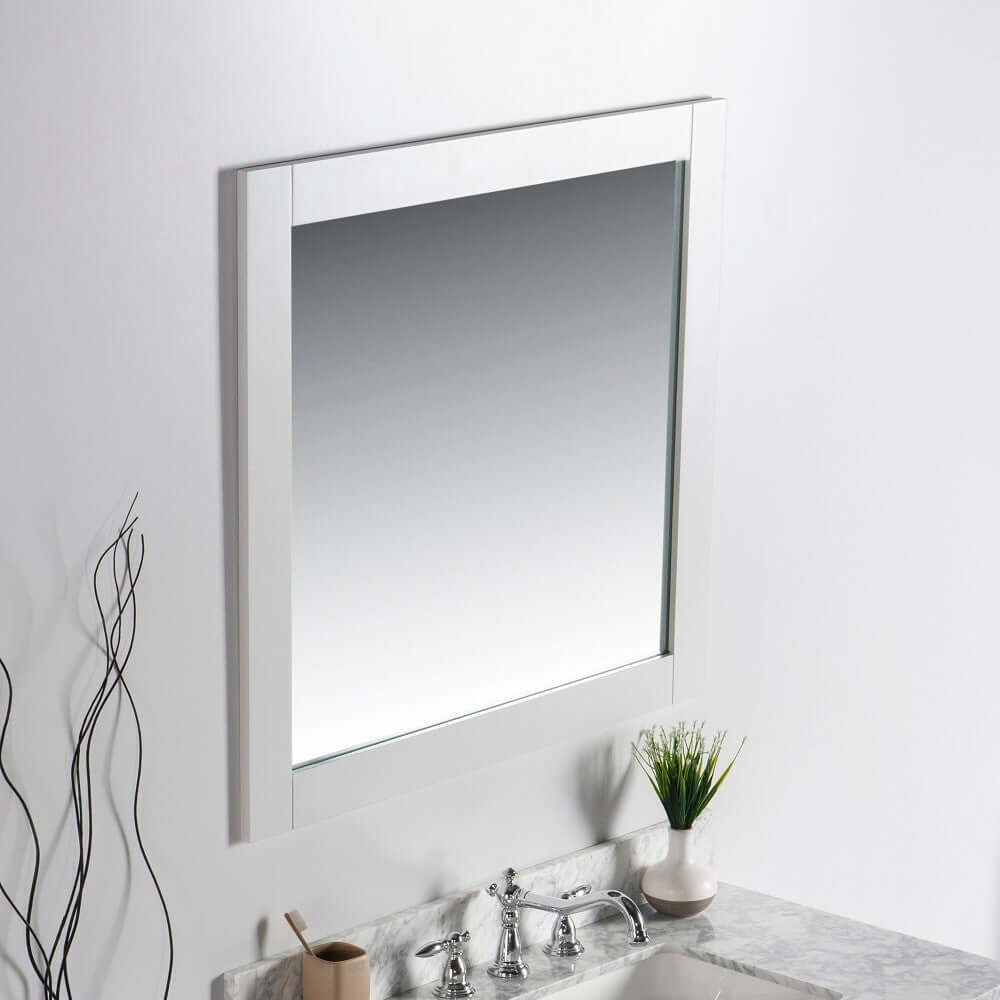 34 in. Solid wood frame mirror- White - 7700-34-M-WH