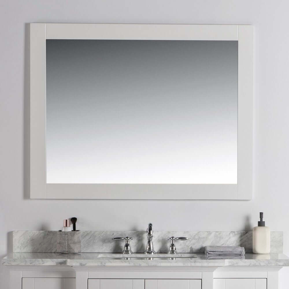 40 in. Solid wood frame mirror- White - 7700-40-M-WH