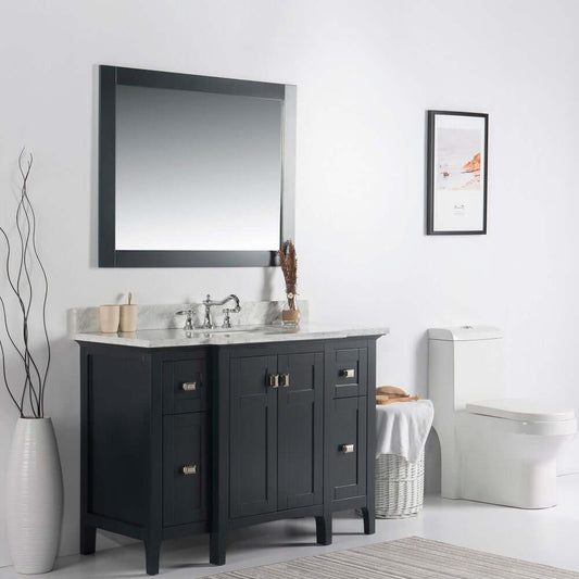 49" Single vanity-dark gray-white marble top - 77614-DG-WM