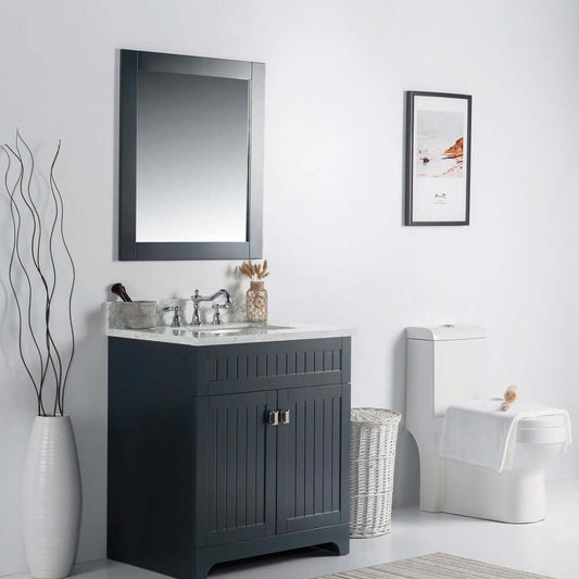 31" Single vanity-dark gray-white marble top - 77615-DG-WM