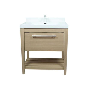 31.5" Single Sink Vanity In Neutral Finish with White Ceramic Top - 804353V-CO