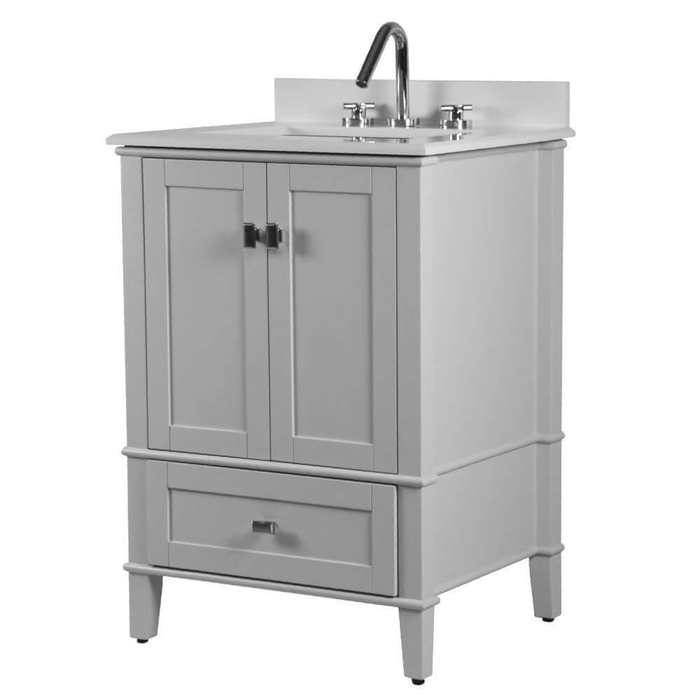 25" Single Vanity In L/Gray With Quartz Top - 800631-25-LG