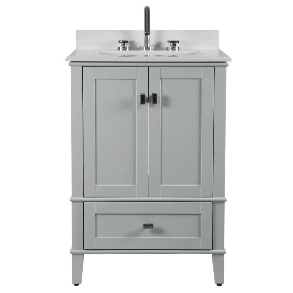 25" Single Vanity In L/Gray With Quartz Top - 800631-25-LG