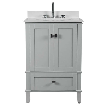 25" Single Vanity In L/Gray With Quartz Top - 800631-25-LG