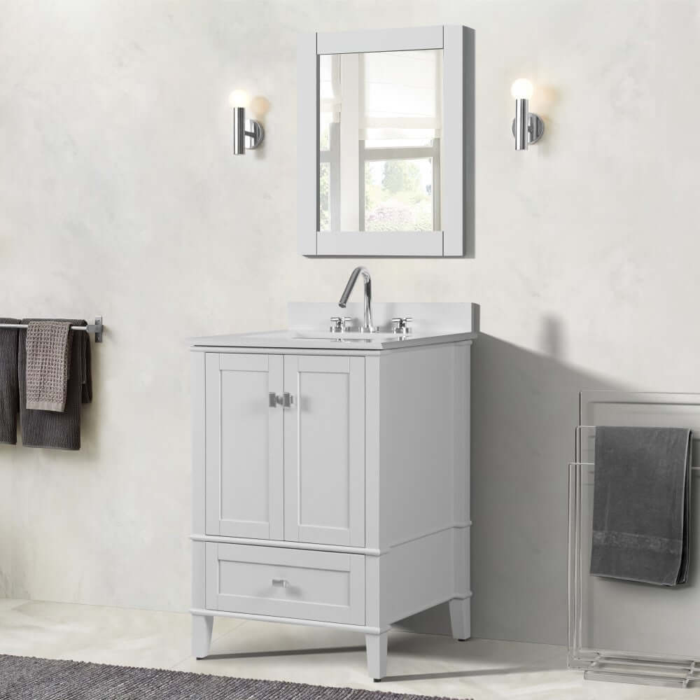 25" Single Vanity In White With Quartz Top - 800631-25-WH