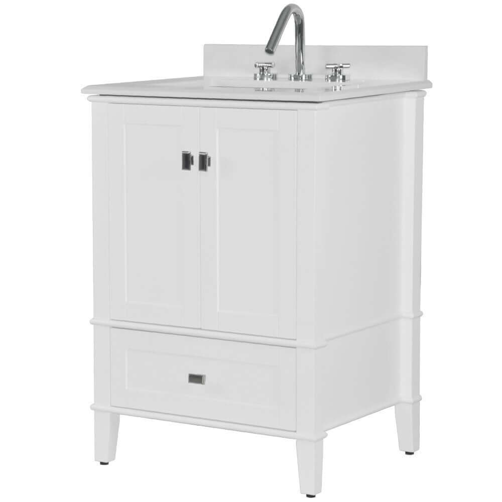 25" Single Vanity In White With Quartz Top - 800631-25-WH